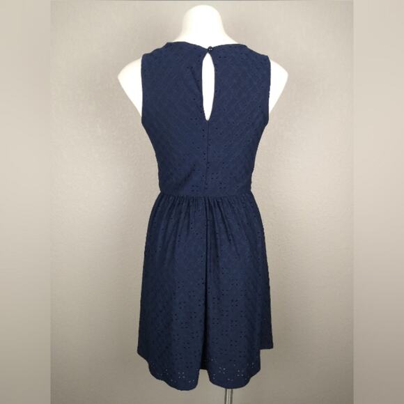 Maurices Eyelet Sleeveless Dress Navy Blue Size Small Spring Summer Wedding Mini - Picture 4 of 14